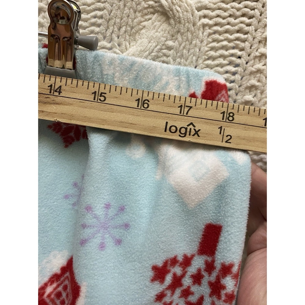 Pink K Women's XL Snowman Print Pajama Set Long Sleeve Fleece Aqua‎ Blue - Picture 5 of 6